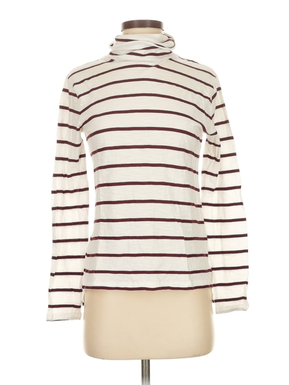 Madewell Whisper Cotton Turtleneck Tee Shirt Stripe Size Small